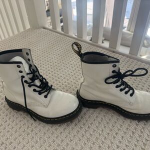 Dr. Martens White and Black Lace-Up Boots